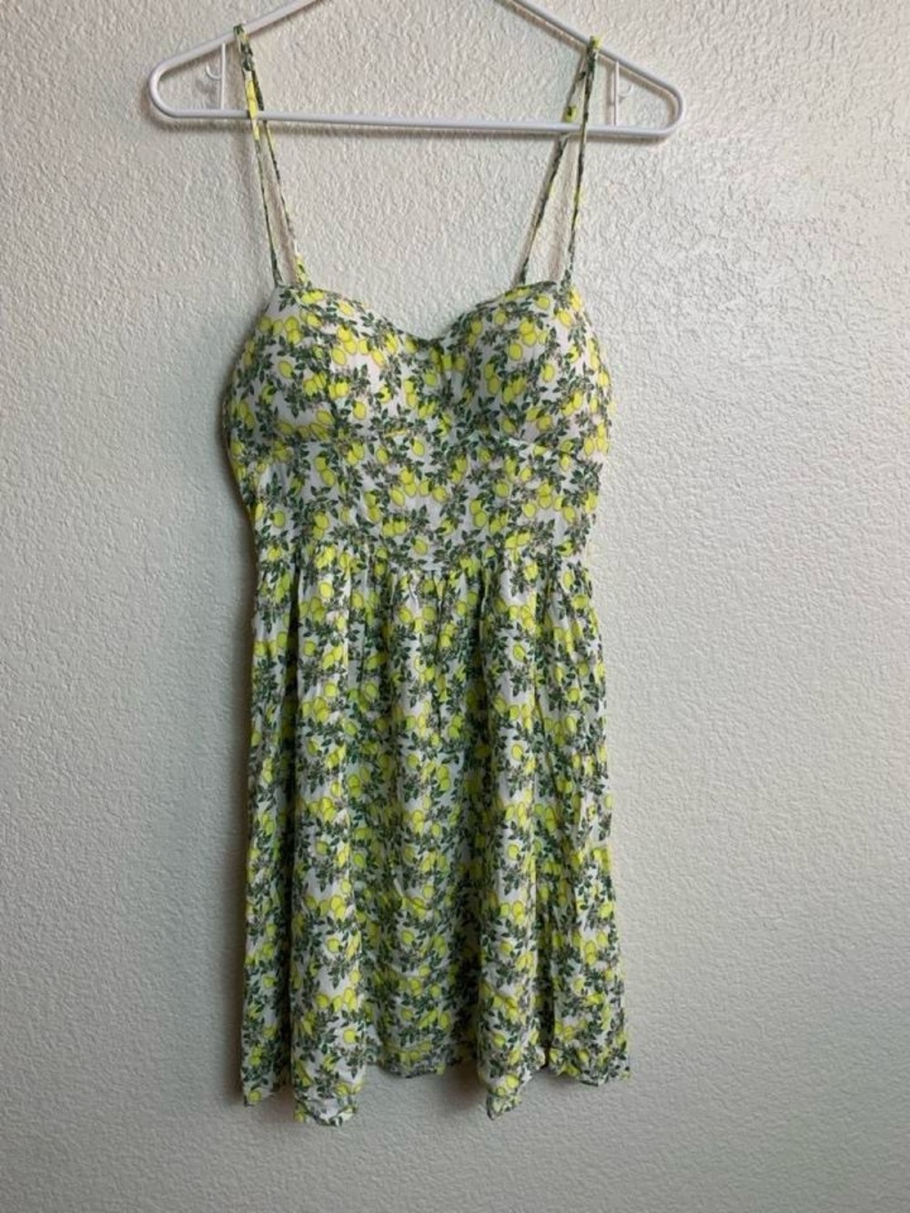 New Look Lemon Print Sweetheart Cami Mini Sundress Size M